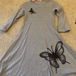 Gray Butterfly Kids Dress